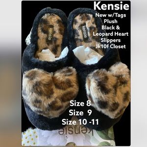 🌻NWT KENSIE Sz8-MEMORY FOAM LEOPARD HEART SLIPPERS